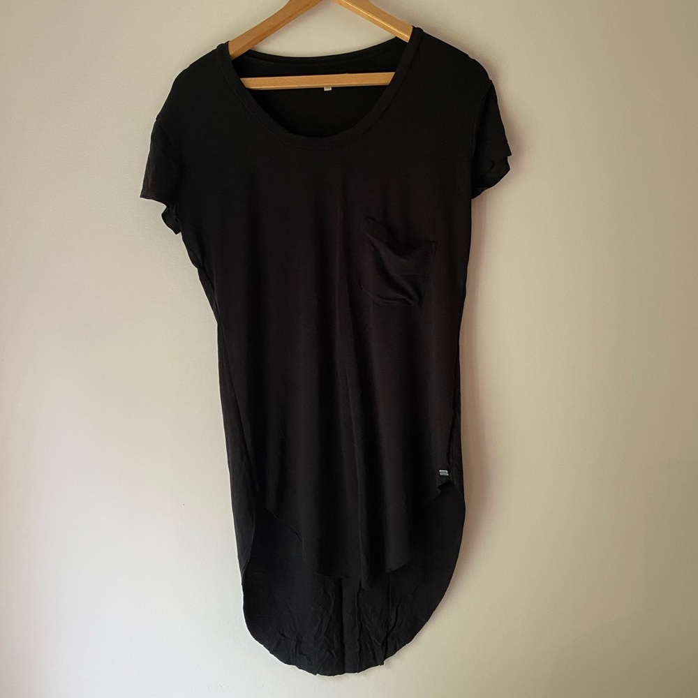 MONK & LOU Unisex Ultra Soft Droptail T Shirt w Pocket Size Men XXS-XS Women S-M